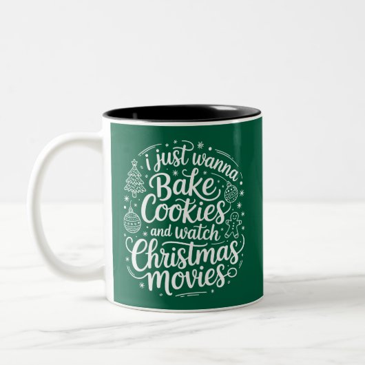 Ich will gerade Cookies backen Weihnachtsfilme ans Zweifarbige Tasse (Links)