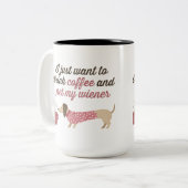 Ich will gerade, um Kaffee zu trinken u. pet meine Zweifarbige Tasse (Vorderseite Links)