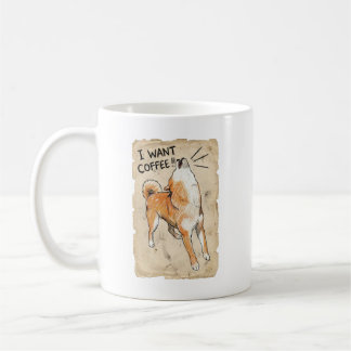 Ich will Kaffee – schreiender Shiba Inu Vintage-Sk Kaffeetasse