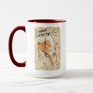 Ich will Kaffee – schreiender Shiba Inu Vintage-Sk Tasse