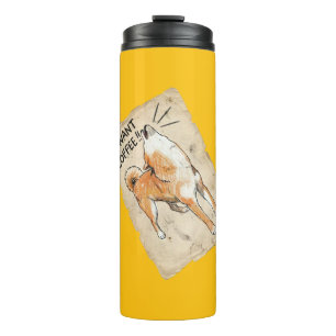Ich will Kaffee – schreiender Shiba Inu Vintage-Sk Thermosbecher