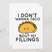 Ich will nicht, dass Taco "über meine Fülle" Dankeskarte (Vorne/Hinten)