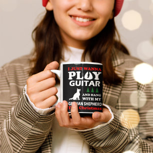 Ich will nur Gitarre Hang mit deutschem Schäferhun Kaffeetasse