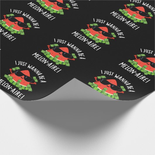 Ich will nur Melon-aire Melon Pun Dark BG sein Geschenkpapier (Ecke)
