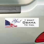 Ich will Obama, um zu versagen Autoaufkleber (Auf Auto)