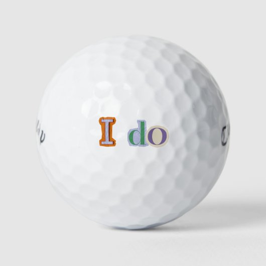 "'Ich will' Scrapbook-Lettern 90er Hochzeit Brautg Golfball (Vorderseite)