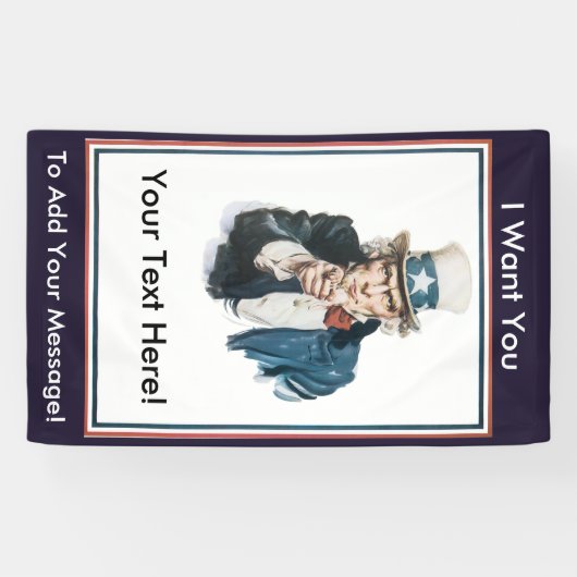 ICH WILL SIE Uncle Sam, um Ihre eigene Mitteilung Banner (Horizontal)