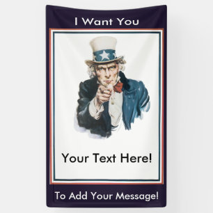 ICH WILL SIE Uncle Sam, um Ihre eigene Mitteilung Banner