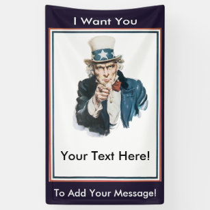 ICH WILL SIE Uncle Sam, um Ihre eigene Mitteilung Banner