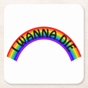 Ich will sterben - Regenbogen Rechteckiger Pappuntersetzer