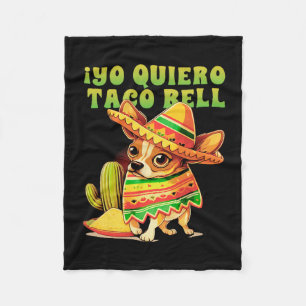 Ich will Taco Chihuahua Hund Vintage Lustige Glock Fleecedecke