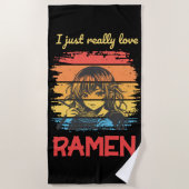Ich wirklich Liebe Ramen retro Anime Strandtuch (Vorderseite)