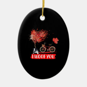 Ich wöhe dich. Boston Terrier Dog Valentine Gesche Keramik Ornament
