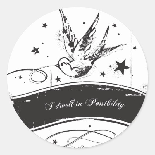 "Ich wohne in der Möglichkeit" Runder Aufkleber (Vorderseite)