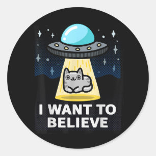 Ich Wollte, an das X-Files Parody Ufo Cat Design z Runder Aufkleber