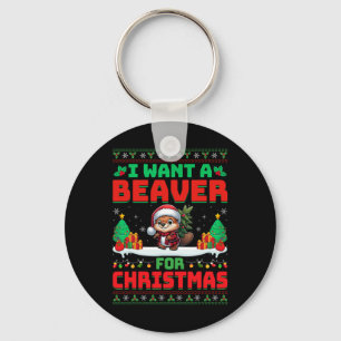 Ich Wollte Biber für Weihnachten Niedliche Biber-W Schlüsselanhänger