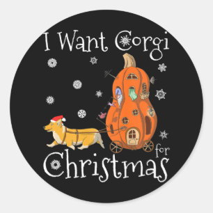 Ich Wollte Corgi zu Weihnachten Funny Santa Corgi Runder Aufkleber