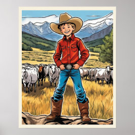 Ich Wollte Cowboy Young Boy Graphic Art zu sein Poster