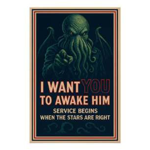 Ich Wollte dich — um ihn zu wecken (Cthulhu Cult R Poster