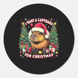 Ich Wollte ein Capybara für Weihnachten Pajama Fam Runder Aufkleber
