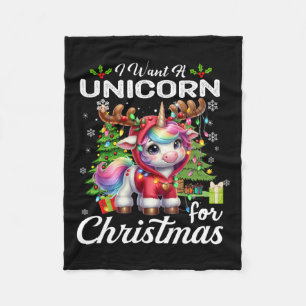 Ich Wollte ein Einhorn für Weihnachten Niedliche G Fleecedecke