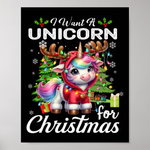 Ich Wollte ein Einhorn für Weihnachten Niedliche G Poster