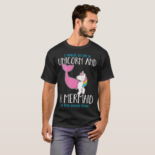 Ich Wollte, ein Einhorn-Meerjungfrau-Cooles Tier C T-Shirt (Vorne ganz)