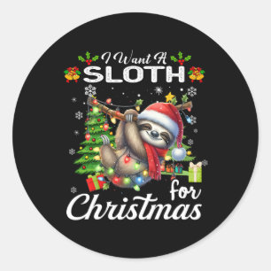 Ich Wollte ein Faultier für Weihnachten Niedliche Runder Aufkleber