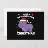 Ich Wollte ein Hippo für Weihnachten süße Hippos Postkarte (Vorne/Hinten)