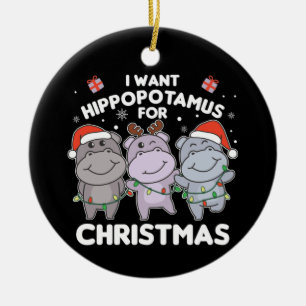 Ich Wollte ein Hippo für Weihnachten Sweet Hippos  Keramik Ornament