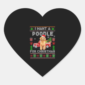 Ich Wollte ein Poodle für Weihnachten Ugly Sweater Herz-Aufkleber