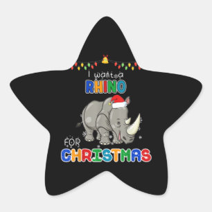 Ich Wollte ein Rhino für Weihnachten Rhino Funny W Stern-Aufkleber