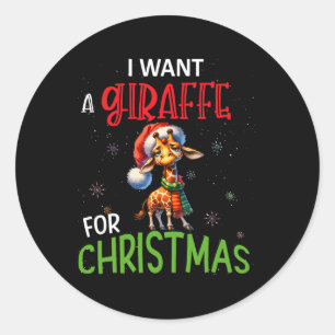 Ich Wollte eine Giraffe zum Weihnachtslustigen Nie Runder Aufkleber