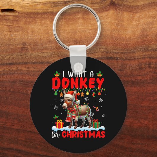 Ich Wollte einen Esel für Weihnachten Weihnachten  Schlüsselanhänger (Vorderseite)