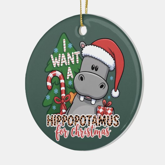 Ich Wollte einen Hippopotamus für die Weihnachtsfa Keramik Ornament (Links)