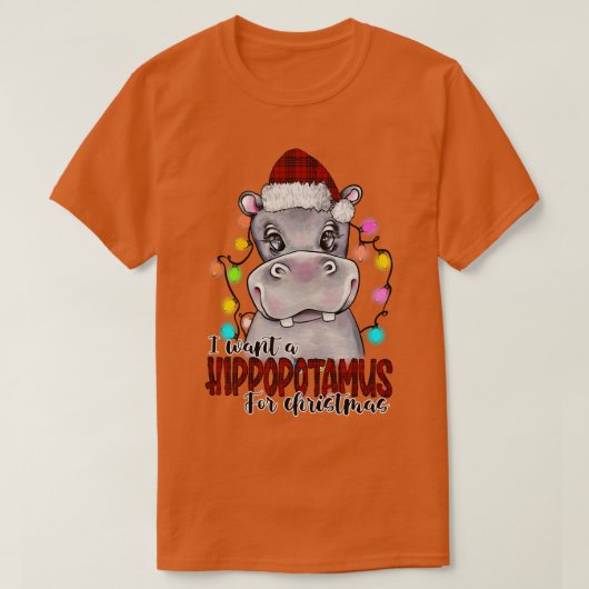 Ich Wollte einen Hippopotamus für Kariertes Weihna T-Shirt (Design vorne)