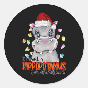 Ich Wollte einen Hippopotamus für Weihnachten Hipp Runder Aufkleber
