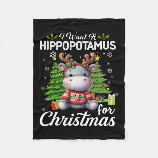 Ich Wollte einen Hippopotamus für Weihnachten Nied Fleecedecke (Vorderseite)