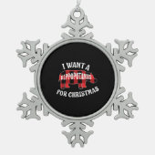 Ich Wollte einen Hippopotamus Für Weihnachten Nied Schneeflocken Zinn-Ornament (Vorderseite)