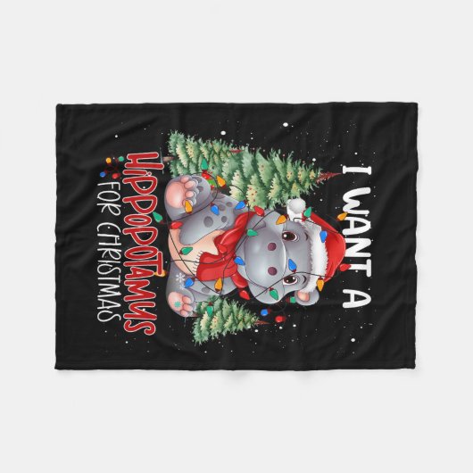 Ich Wollte einen Hippopotamus für Weihnachten Weih Fleecedecke (Vorderseite (Horizontal))