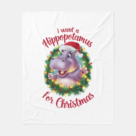 Ich Wollte einen Hippopotamus für Weihnachten Weih Fleecedecke (Vorderseite)