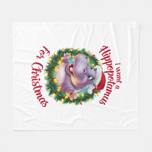 Ich Wollte einen Hippopotamus für Weihnachten Weih Fleecedecke (Vorderseite (Horizontal))