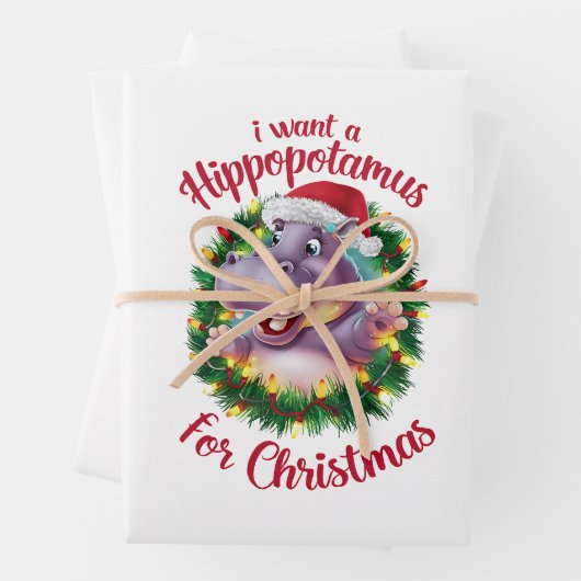 Ich Wollte einen Hippopotamus für Weihnachten Weih Geschenkpapier Set (Beispiel)