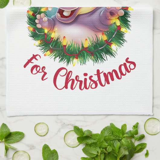 Ich Wollte einen Hippopotamus für Weihnachten Weih Geschirrtuch (Gefaltet)