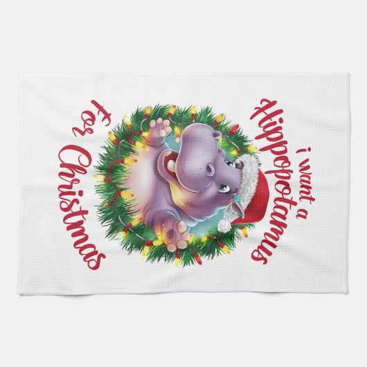 Ich Wollte einen Hippopotamus für Weihnachten Weih Geschirrtuch (Horizontal)