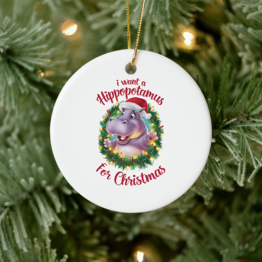 Ich Wollte einen Hippopotamus für Weihnachten Weih Keramik Ornament (Baum)