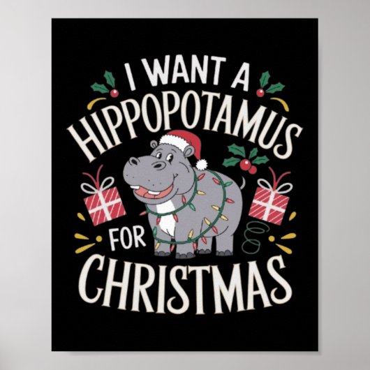 Ich Wollte einen Hippopotamus für Weihnachten Weih Poster (Vorne)
