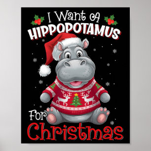 Ich Wollte einen Hippopotamus für Weihnachten Weih Poster