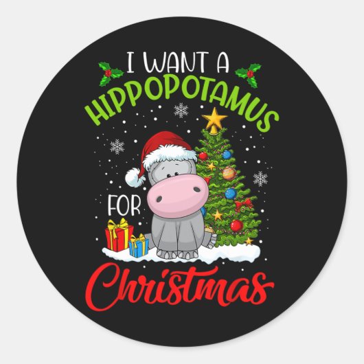 Ich Wollte einen Hippopotamus für Weihnachten Weih Runder Aufkleber (Vorderseite)