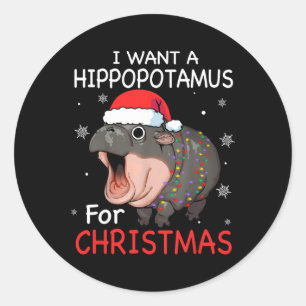 Ich Wollte einen Hippopotamus für Weihnachten Weih Runder Aufkleber